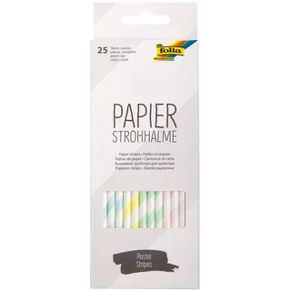 Folia Papierstrohhalme Pastel Stripes 25 St. 19,7 cm
