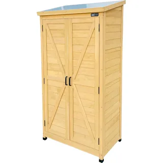 AXI Hugo Gartenschrank aus Holz in Braun | Geräteschrank / Geräteschuppen für den Garten mit 3 festen Ablagen | 85 x 52 x 174 cm - Beige