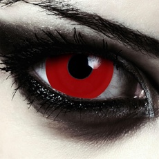 DESIGNLENSES Komplett rote große farbige Kontaktlinsen, Mini Sclera 17mm Durchmesser, 1 Paar (2 Stück) + Aufbewahrungsbehälter (Red Giant)
