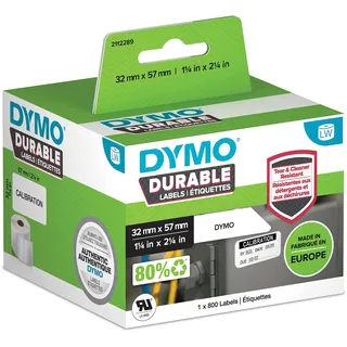 Dymo Original LabelWriter Hochleistungs-Etiketten | 32 mm x 57 mm | weißes Kunststoff-Etikett | Rolle mit 800 Etiketten | für LabelWriter-Beschriftungsgerät