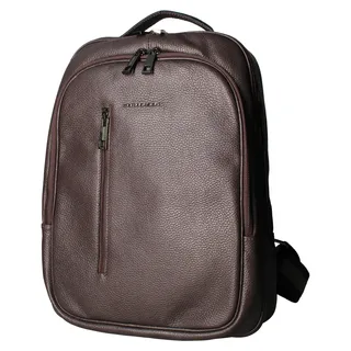 Momo Design, Herren-Rucksack aus Leder, Schwarz, mit Reißverschluss und externen Fächern