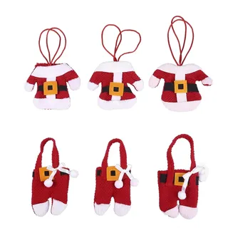 himaly 6pcs Bestecktasche Weihnachten rot, Besteckhalter Tasche 2 Arten Stil, Geschirr Tasche für Party Tisch Weihnachtsdeko Tischdekoration