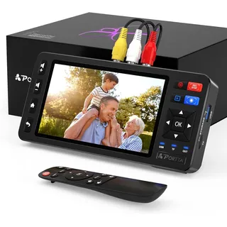VD20P VHS-zu-Digital-Konverter mit 5-Zoll-HD-Bildschirm, Videoaufnahme-Recorder, Konvertierung in MP4, kompatibel mit VHS, VCR, DVR, DVD, Hi8, Mini DV, Camcordern (Kassetten)
