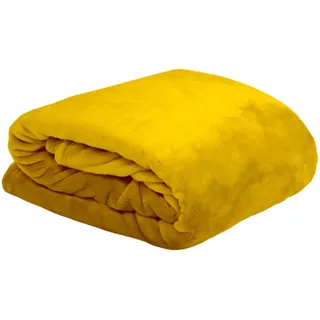 LOVELY CASA p25792017 Kuscheltier Plaid Polyester Gelb 130 x 160 cm