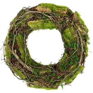 I.GE.A. Kunstkranz »Kranz aus Moos und Rattan Weidenkranz Blumenkranz Dekokranz« Landhaus Kränze Rohling Tischdeko, grün