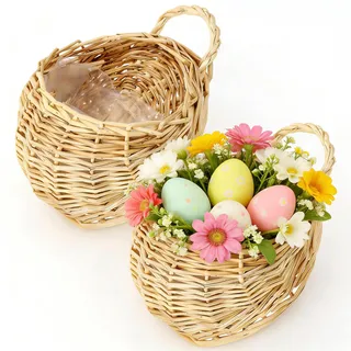 Zerodeko Wandkorb Rattan Zimmerpflanzen 2 Stücke Geflochtener Blumenkorb Ratten Stroh Blumentopf mit Griff Seegras Pflanzkorb Übertopf Pflanzgefäß Hängetopf für Balkon Garten Hochzeitsdeko
