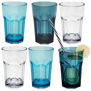 Campingglas Acryl 400ml bunt 6 Personen Trinkglas Kunststoff Garten Becher