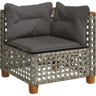 vidaXL Garten-Ecksofa mit Kissen Grau Poly Rattan - Grau