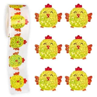 500stk Ostern Huhn Sticker Glitzer Huhn Aufkleber Osteraufkleber für Ostern Deko Osterdekoration Selbstklebend als Verzierung zum Scrapbooking Basteln