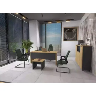 Arbeitszimmer Büro Eckschreibtisch Couchtisch Sideboard Modern Braun - Braun