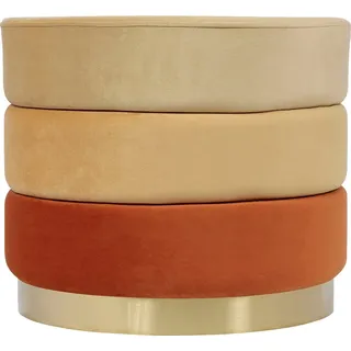 Kayoom Polsterhocker "Hocker Matilda 325, Edler Touch durch goldenen Sockel" 1 Stk. tlg. Samtbezug, farbig geschichtete Polsterung, goldener Sockel, orange, multi