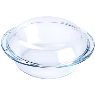 HUSANMP Rund Auflaufform aus Gehärtetem Glas, 1L Glas Backform mit Deckel für Backofen, Gefrierschrank und spülmaschinenfest