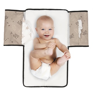 Dooky - Wickelunterlage für Unterwegs 60x34 cm - Romantic Leaves Beige - Baby Wickelauflage, Wickeltasche - Leicht Waschbar - 40% Polyester 30% Foam 30% Peva - Beige