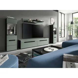 Home Affaire Wohnwand »REHAT, TOPSELLER, 4-teilig, inkl. Beleuchtung, stehend oder hängend« Set, bestehend aus: 2x Vitrine inkl. Beleuchtung, Lowboard & Wandboard, 4 Stk. tlg.
