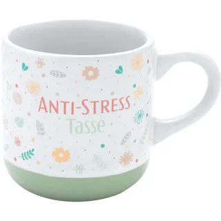 GRUSS & CO Espressotasse Motiv "Anti-Stress" | Tasse aus Steinzeug, 10 cl, mit Geschenk-Banderole | Geschenk Freunde, Geburtstag | 73940