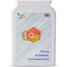 Ved's CoQ10 500 mg | Co-Enzym Q10 | Höchste Festigkeit | Natürlich fermentiertes Ubiquinon-Coenzym | Überlegene natürliche Formel | 500 mg 30 Kapseln | 1 Monatsvorrat