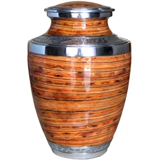 eSplanade Urne aus Metall, Gedenkglas, Behälter, volle Größe, Urne für Beerdigung, Asche, Beerdigung, Holz, bedruckte Metallurne, Braun, 25,4 cm