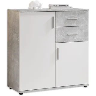 Die Möbelfundgrube Kombikommode 80 x 82 x 35 cm Grau / Weiß