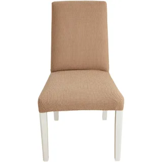 EBETA E Stuhlhussen 6 Stück, Elastische Stuhlbezug, Stretchhusse Stuhlüberzug Jacquard Hussen für Hochzeit Partys Bankett Deko, bi-Elastic Spannbezug (Sandfarbe, 6 Stück)