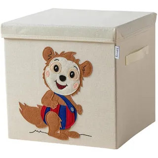 LIFENEY meets Bobo Siebenschläfer Aufbewahrungsbox mit Deckel für Kinder – Box mit dem kultigen Siebenschläfer zum Verstauen von Spielzeug – 33 x 33 x 33 cm passend für klassische Würfelregale