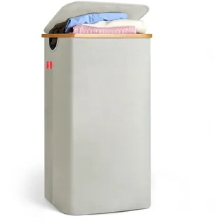 Blumtal Wäschekorb 100L - Wäschesammler mit herausnehmbaren Wäschesack - Wäschekorb schmal - laundry baskets - Pfandflaschensammelbehälter - Wäschekorb mit Deckel - Beige - laundry bag