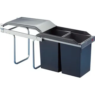 Hailo Mülleimer Küche, Einbau ab 30cm Schrank, 2-fach Abfalleimer - Grau