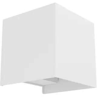 EGLO LED Wandleuchte innen Valmontone, Wandlampe Würfel, indirekte Up und Down Beleuchtung, Wandspot für Schlafzimmer und Wohnzimmer, Metall in Weiß, warmweiß, 10 x 10 cm