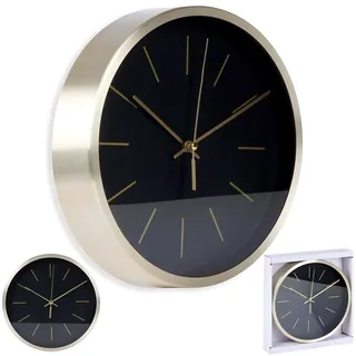 Vilde Wanduhr Uhr Zimmeruhr Wohnzimmeruhr Küchenuhr schwarz und goldfarben 25 cm - Schwarz