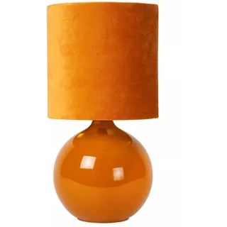 Tischlampe Stoff Schirm Glas Ockergelb Gold Büro 47 cm E14 Nachttisch Leuchte