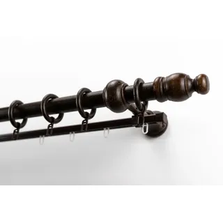 GARESA Gardinenstange »NOVA« Ø 28 mm 2 läufig-läufig Wunschmaßlänge Vorhanggarnitur Holz, verlängerbar, Wandmont.,mit Ringe/2 Lauf Gleiter, braun