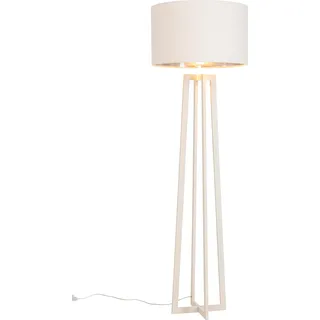 Kare Design Stehleuchte Timon, Beige, 160x50x50 cm, Stehlampe, Leselampe, Lampe, Leinen Schirm, Leuchtmittel nicht inklusive