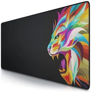 TITANWOLF - XXL Speed Gaming Mauspad 900 x 400mm - XXL Mousepad - Tischunterlage Large Size - verbessert Präzision und Geschwindigkeit - Color Löwe 2 Design