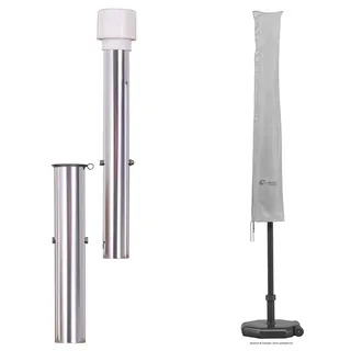 Schneider Bodenhülse für Sonnenschirme & Schutzhülle für Sonnenschirme, Silbergrau, bis ca. 400 cm Ø