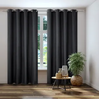 Vorhang KUTTI "Dimout" Gr. 2, grau (anthrazit), B:140cm H:175cm, Polyester, Gardinen, Vorhang, Verdunkelung, Thermo, isolierend, einfarbig