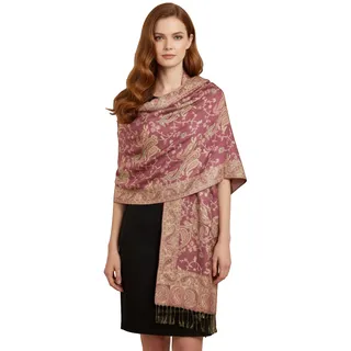 PASKMLNA Damen Paisley Pashmina-Schal, Rosa Paisleymuster, Large