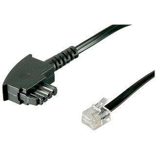 goobay 68536 Telefonkabel 6m / TAE-F Stecker auf Westernstecker / RJ11 RJ14 6P4C Router Kabel / Flachkabel Telefon Siemens Telekom Vodafone / DSL Kabel / 6 m, Schwarz