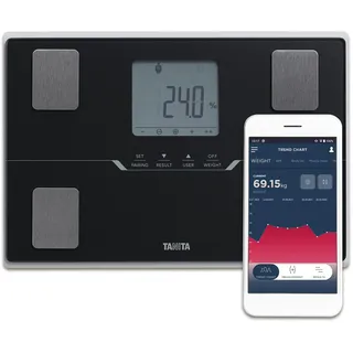 TANITA BC‐401 – Smarte Personenwaage mit Körperanalyse – mit App - Schwarz - Schwarz