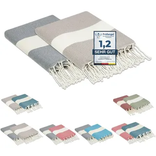 furora Holiday Strandtuch groß 100x200 cm: Baumwolle (2er Set), leicht lang dünn kompakt | Fouta Strandhandtuch XXL, Hamamtuch Saunatuch | Damen & Herren Badetuch Stranddecke - Urlaub Must Haves