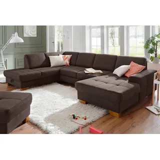 OTTO home Wohnlandschaft "Puccini U-Form" mit Federkern, Sitztiefenverstellung, Kontrastnaht, dunkelbraun