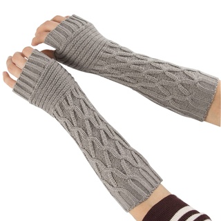 Winter Gestrickte Handschuhe für Damen, Tukistore Fingerlose Armstulpen Feinstrick lang Handwärmer Stulpen, Warm Strick Handschuhe Pluswärmer Handstulpen Armwärmer Stulpen für Damen (Hellgrau#1)