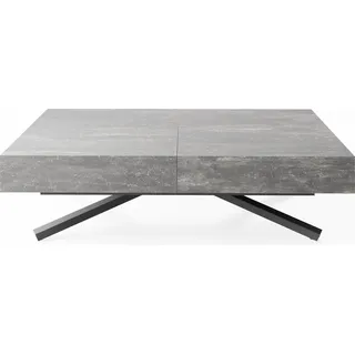 Couchtisch Höhenverstellbar und Ausziehbar Cavetta X - Wohnzimmertisch Esstisch Multifunktionstisch 120-200/80/27-76 cm Beton-Optik Grau - Grau