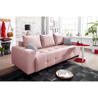 COLLECTION AB Schlafsofa »Bella«, mit Bettfunktion und Bettkasten, inkl. loser Rücken- und Zierkissen, rosa