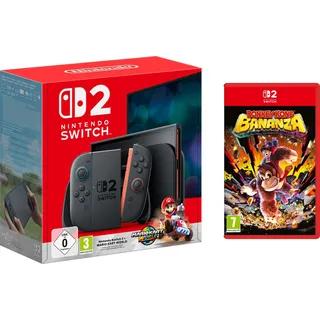 Nintendo Switch 2 256 GB Schwarz + Mario Kart World + Donkey Kong Bananza + 2x Joy-Con Controller