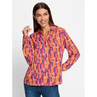 Druckbluse HEINE, Damen, Gr. 34, bunt (orange, pink, bedruckt), 100% Viskose, bedruckt, gemustert, mehrfarbig, Blusen Druckbluse
