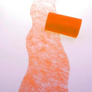 Sizoflor Tischband - 25 Meter Rolle + 100 Deko Sterne in Silber Gratis (12,5cm Breite Welle, Orange)