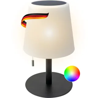 SCHWAIGER Solar Lampe außen Tischleuchte RGB LED IP44 wetterfest dimmbar 3 Lichtmodi Solarpanel 15h Leuchtdauer 1.800 mAh Akku 200 lm Zugschalter Outdoor Garten Balkon Terrasse draußen