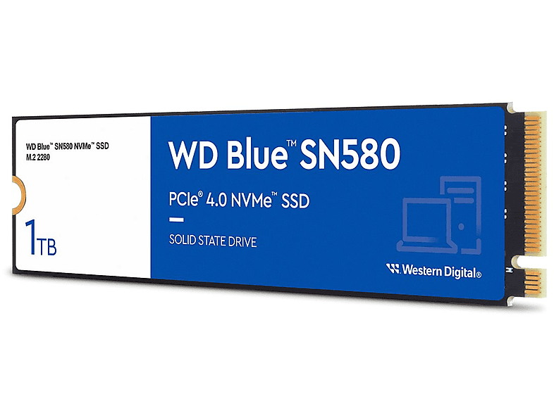 Bild von WD Blue SN580 NVMe SSD 1TB, M.2 2280/M-Key/PCIe 4.0 x4 (WDS100T3B0E)