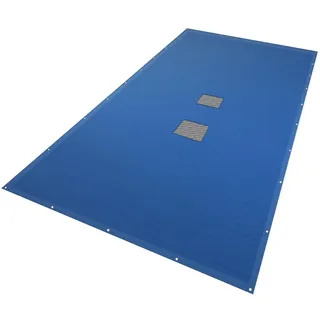 VOUNOT Poolabdeckung rechteckig, Pool Abdeckplane aus Polyethylen 160 g/m2 mit Abflussnetz, Doppelte Poolplane Wasserdicht Schimmelresistent Reißfest mit Aluminiumösen 4X9m, Blau