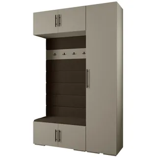 Abiks Möbel Garderoben-Set 236,7/150/47 , Kaschmir, Braun, Schwarz , Metall , Nachbildung , 150x236.7x47 cm , Garderobe, Garderoben-Sets & Garderoben-Serien, Garderoben-Sets