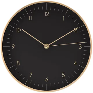 LUUK LIFESTYLE Moderne Quarz Wanduhr ohne Ticken, in skandinavischem Design, Deko für die Wohnung, Büro, in schwarz und Gold